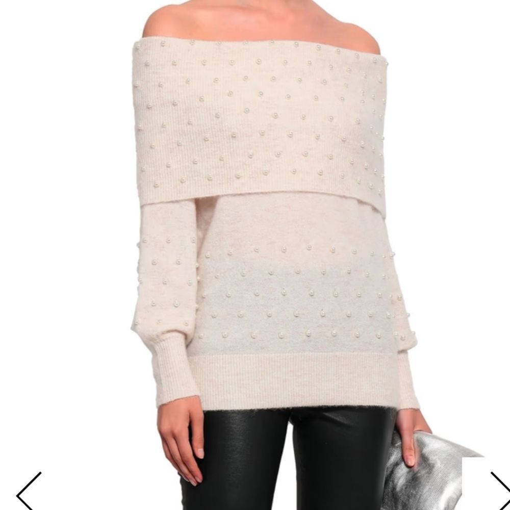 🔥Clearance🔥 MICHELLE MASON Off-the-shoulder faux pearl-embellished